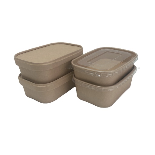 [70323] 1000ml Paper Salad Rectangular Box(transparent anti-fog lid) 300sets/CTN | 1000ml 纸质 沙拉长方形外卖盒(透明防雾盖) 300套/箱